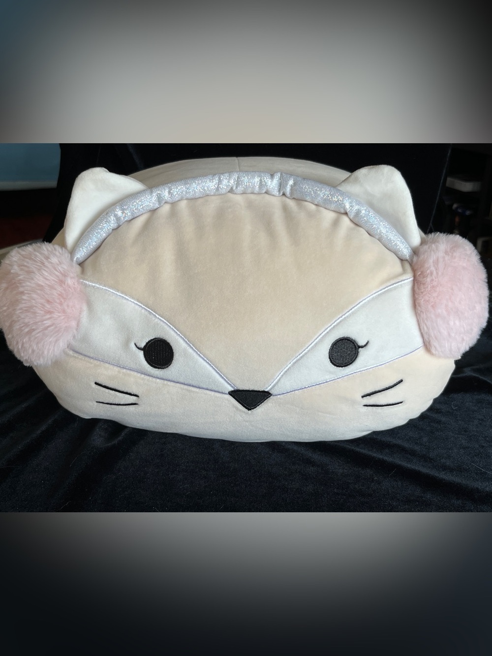 🩵 Squishmallows Stacker Nadine Fox Creme Pink Ear Muffs Plush Stackable Pillow